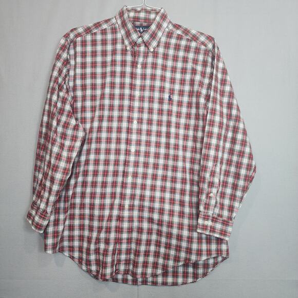Ralph Lauren‎ Yarmouth Men's Red Tartan Button Up Sz 16 32/33 - Picture 2 of 5